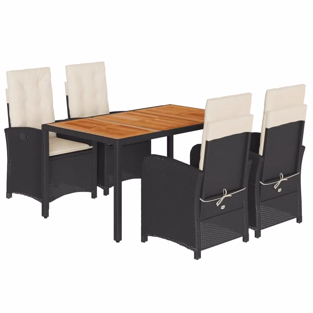 Set da pranzo da giardino moderno vidaXL in legno di acacia oliato con piano in vetro e 5 pezzi – 2