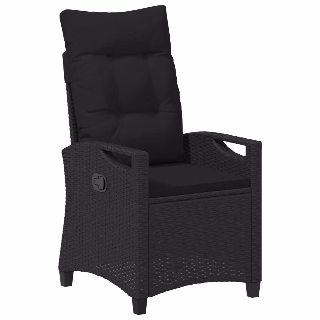 Sedia da giardino reclinabile vidaXL in polyrattan nero con cuscini e braccioli L/P/H: 56 x 60 x 112 cm – 2