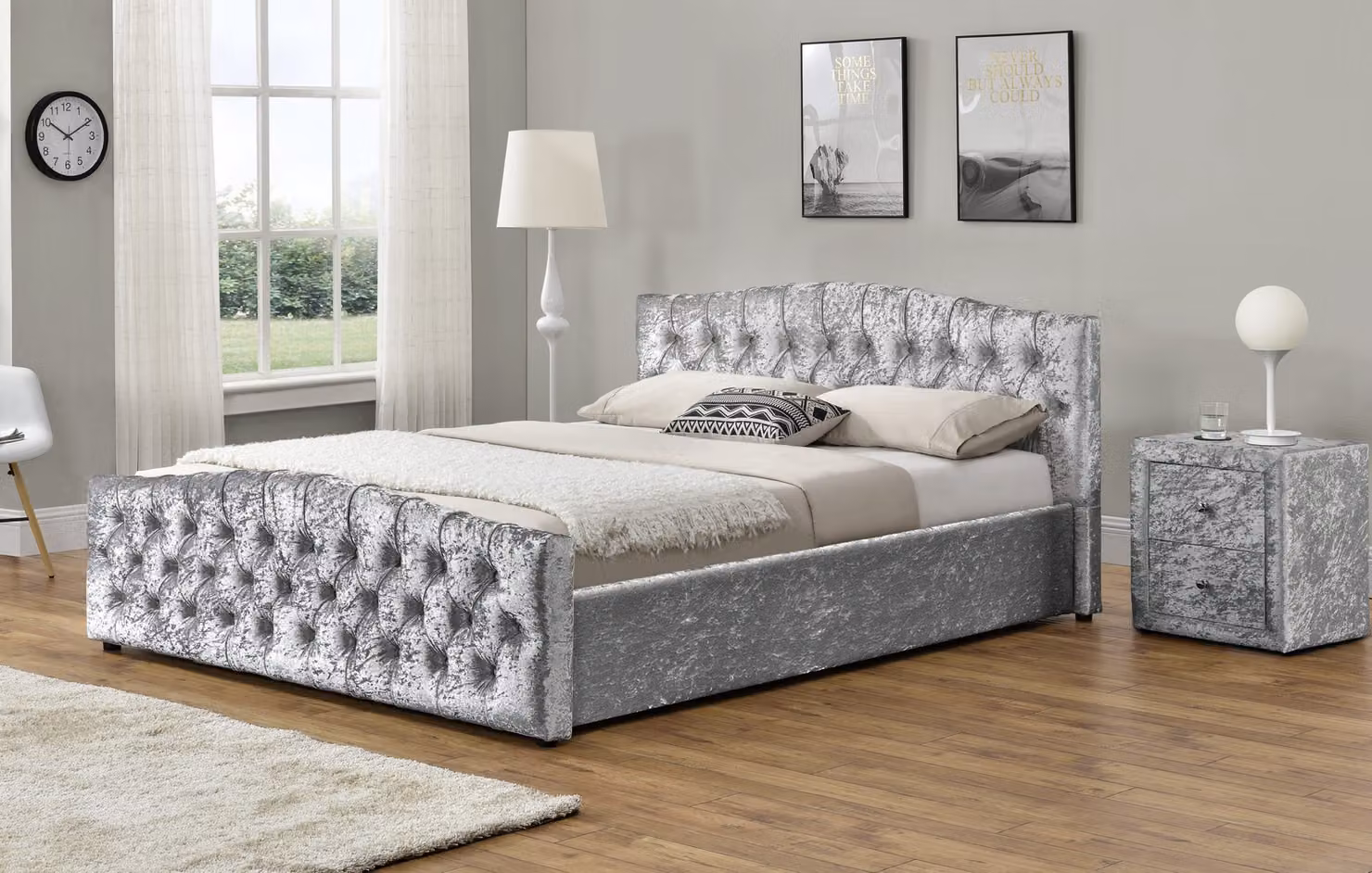 Chesterfield Bett Design Schlafzimmer Englisches Polster Betten 200x200cm Textil