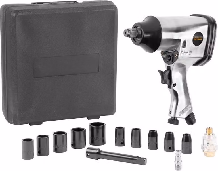 Set pistola avvitatrice Airtool WF-002A, per compressore, 17 pezzi, in valigetta