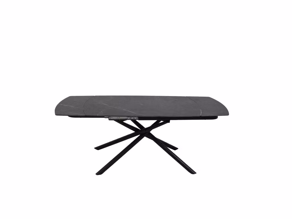 Tavolo moderno allungabile Mobili 2G con piano in ceramica effetto marmo grigio e nero L: 130 cm, P: 80 cm, H: 78 cm – 2