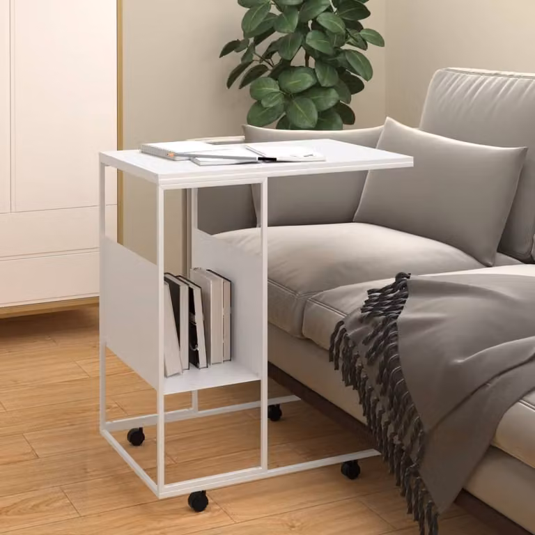 Maison Exclusive - Tavolino con rotelle Bianco 55x36x63,5 cm Materiale ligneo