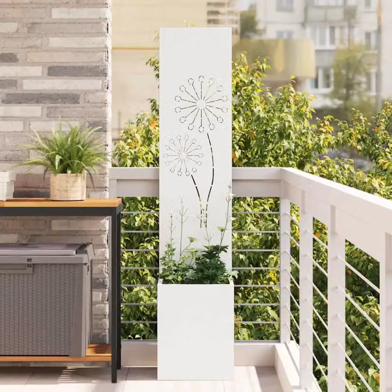 Schermo per privacy da giardino vidaXL in acciaio bianco, L/P/H: 32 x 32 x 150 cm