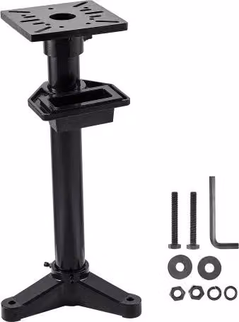 VEVOR Supporto per Smerigliatrice da Banco Nero in Acciaio con Piastra di Montaggio 27 x 27 cm e Contenitore per l'Acqua, Altezza: 84 cm