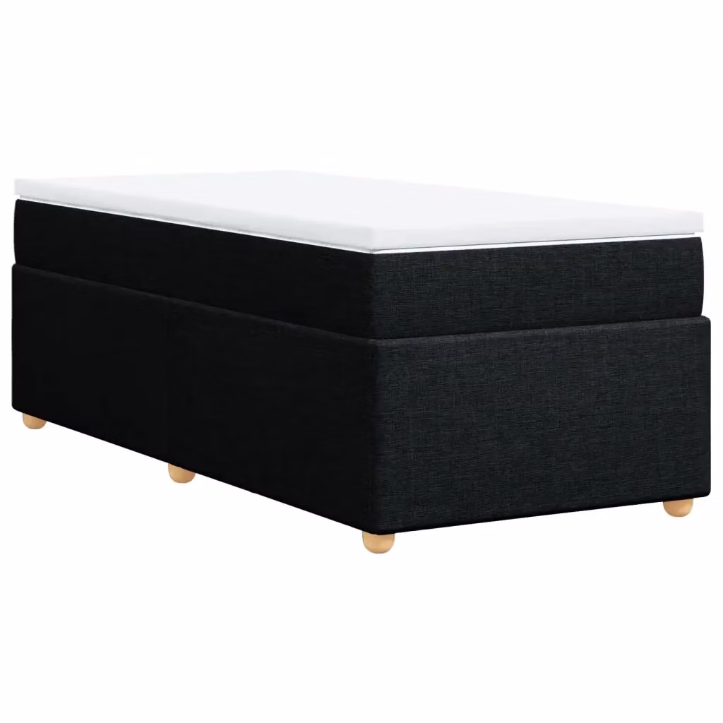 Letto Ibrido vidaXL con Giroletto a Molle e Materasso in Tessuto Nero e Bianco L/P: 100 x 200 cm – 2