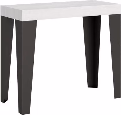 Consolle allungabile 90x40/196 cm Flame Small telaio Antracite - Bianco Frassino