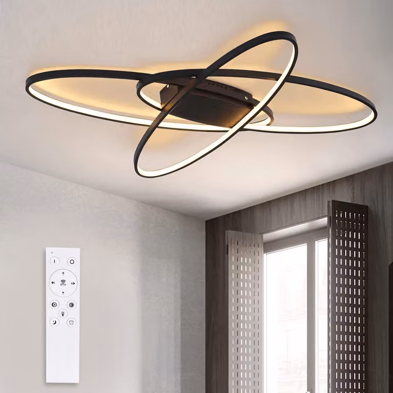 ZMH Plafoniera LED Dimmerabile con telecomando Plafoniera nera 75W Illuminazione moderna a soffitto per soggiorno Camera da letto Cucina Sala da pranzo Ufficio