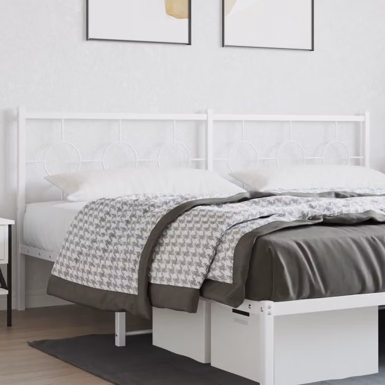 Testiera di ricambio in metallo lacché bianco vidaXL L: 206 cm