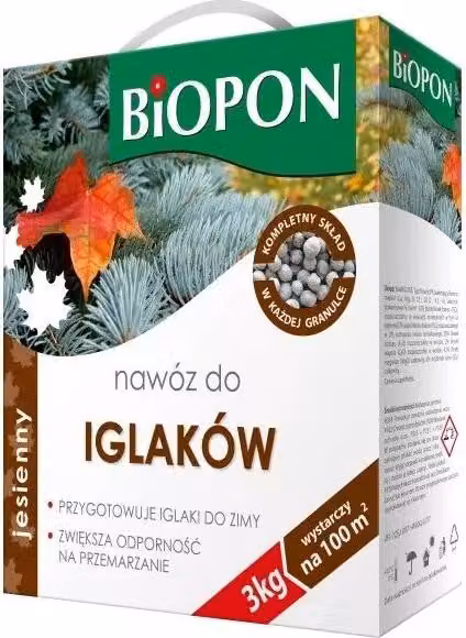 Concime autunnale BIOPON per conifere, granulato 3 kg