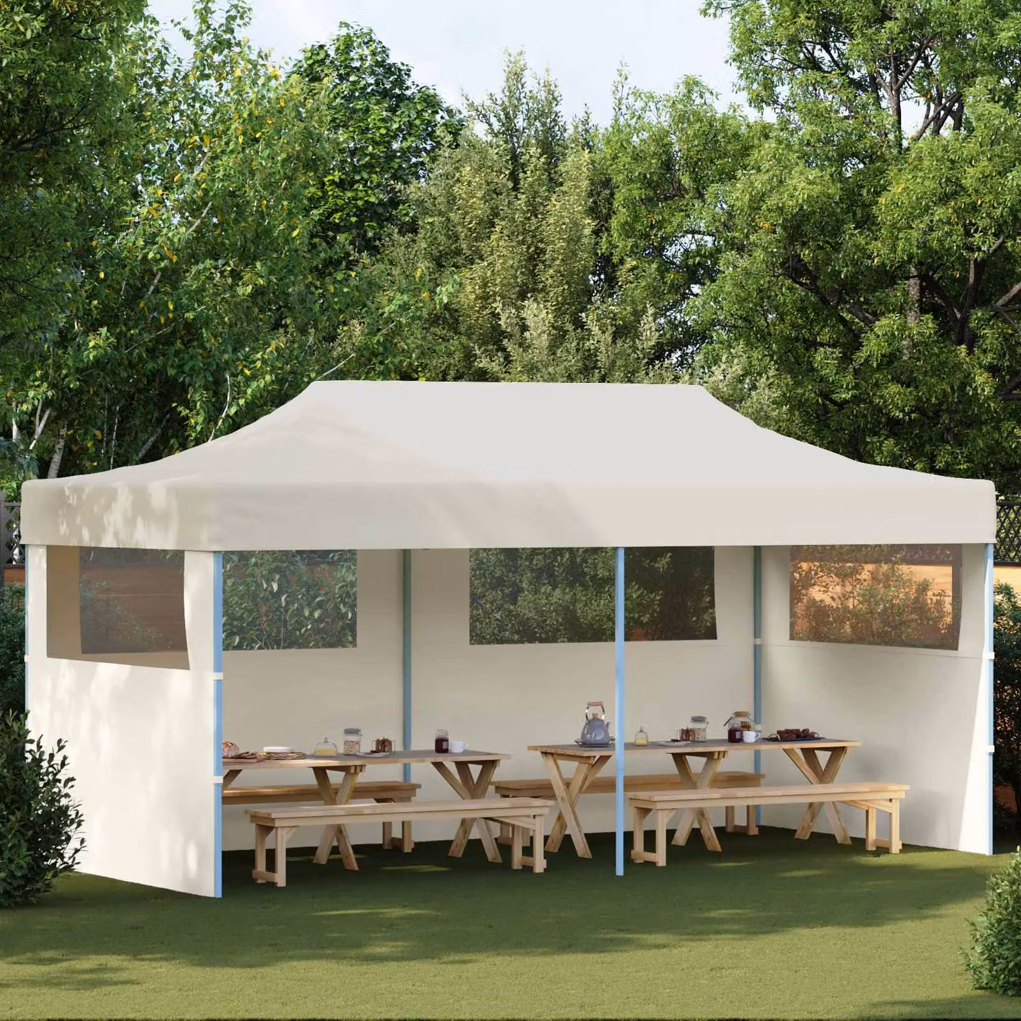 Tenda Party vidaXL in tessuto Oxford beige L: 291 cm, P: 580 cm, H: 315 cm