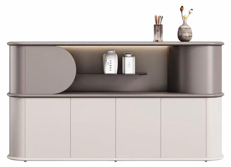 Credenza moderna con un'illuminazione elegante e una forma minimalista