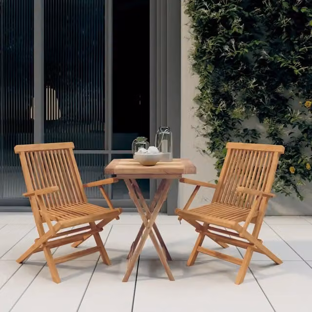 Set da pranzo per giardino e terrazzo vidaXL in legno di teak marrone composto da 3 pezzi