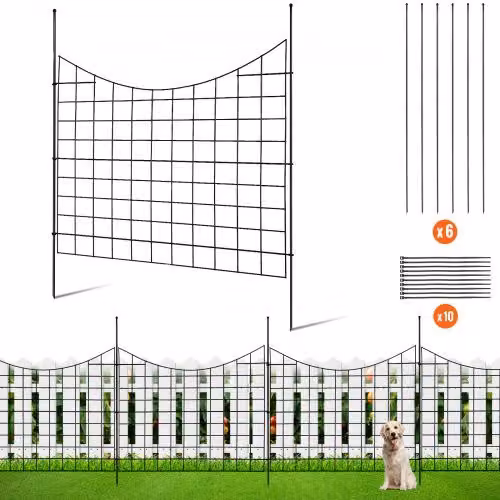 Set di 5 recinzioni decorative in metallo VEVOR nero per giardino e cortile, barriera per animali da installare nel terreno, L: 75 cm, H: 93 cm
