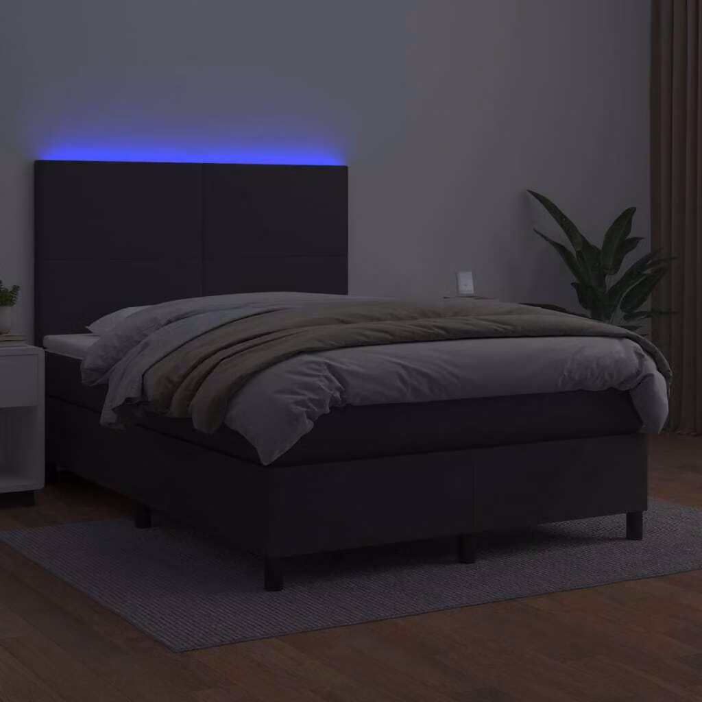 Maison Exclusive - Giroletto a Molle con Materasso e LED Nero 140x190cm Pelle finta