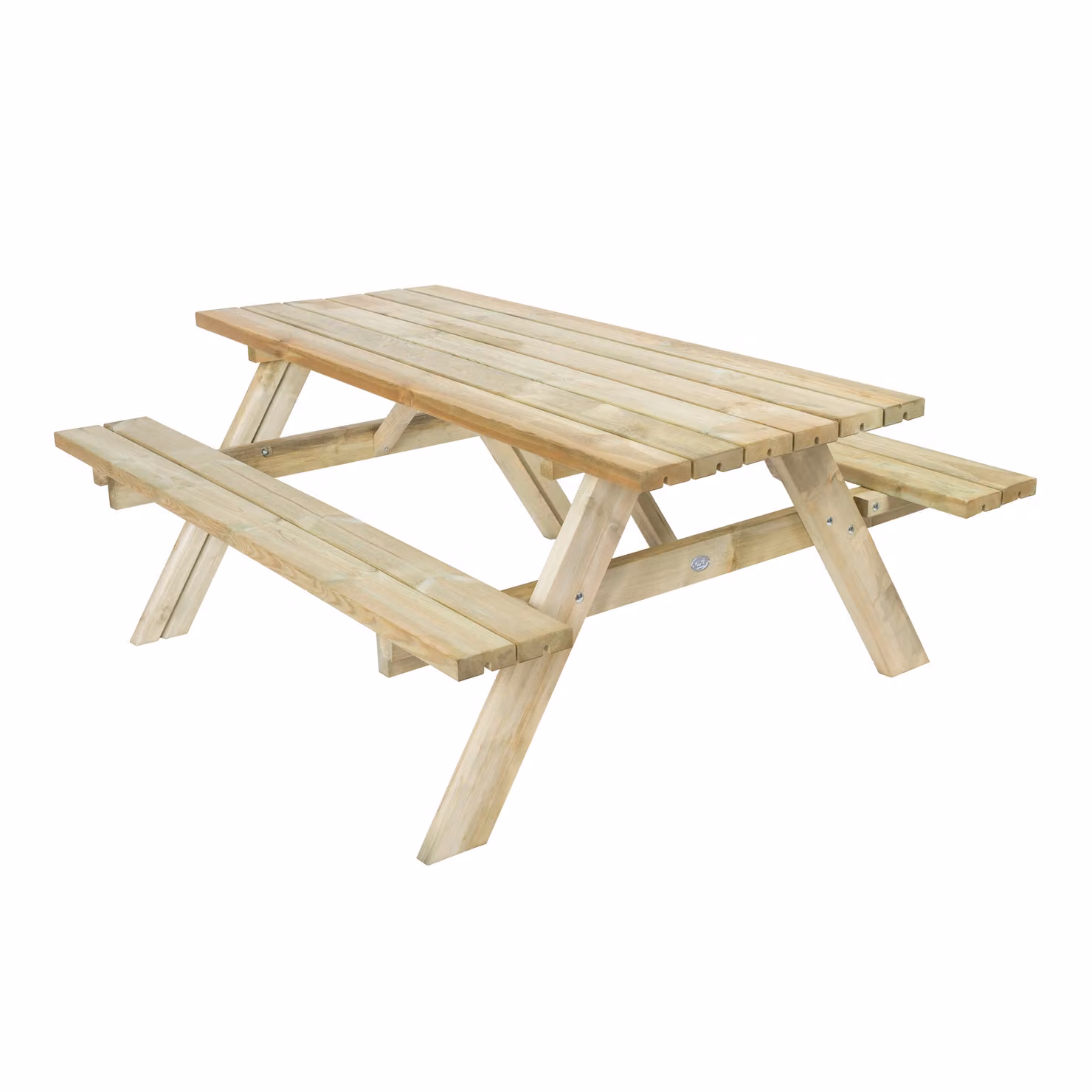 AXI - Julie | Tavolo da picnic classico in legno 177 x 154 x 74 cm | Colore naturale, legno di abete rosso | Tavolo da picnic per 6 persone | Tavolo