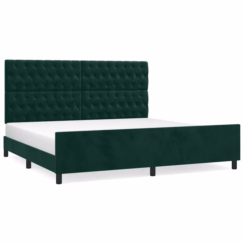 vidaXL Giroletto in Velluto Verde con Struttura in Legno di Larice L/P/H: 200 x 128 x 206 cm – 2