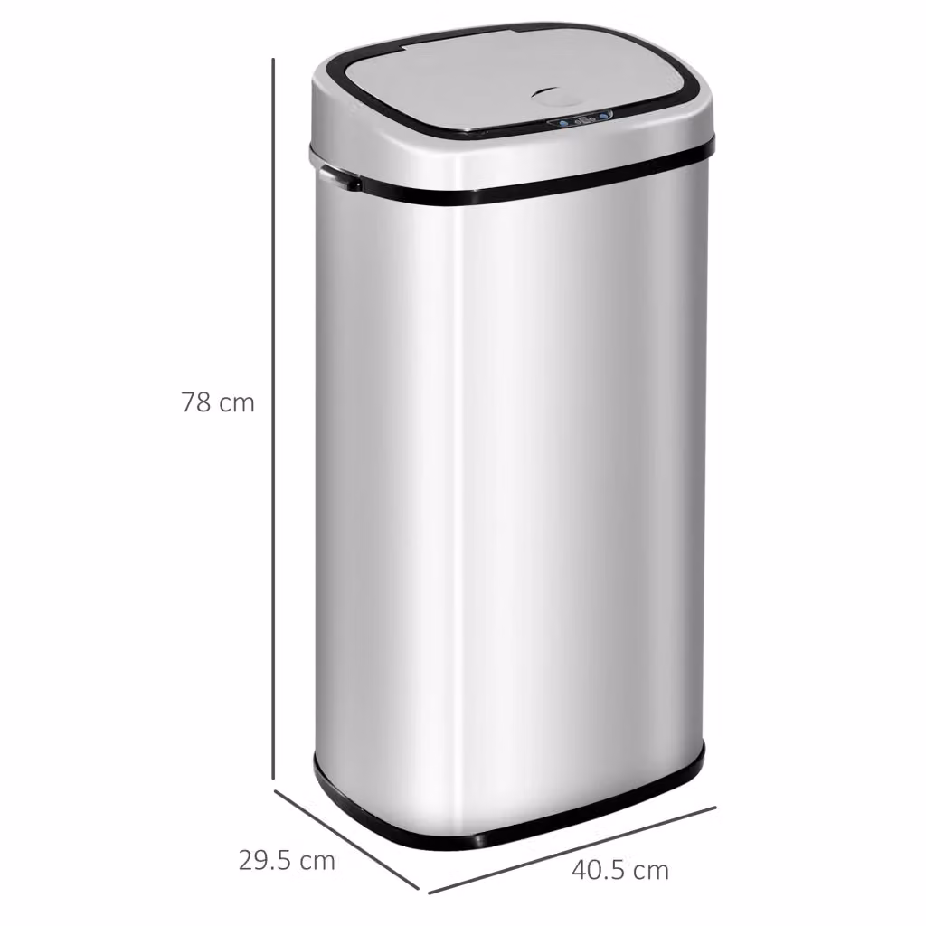 Bidone pattumiera automatico con sensore WISHDOR in acciaio inox, argento, 68 L – 2