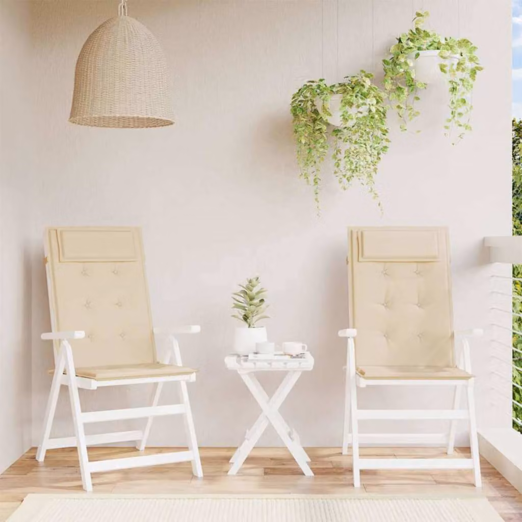 Set di 2 cuscini per sedia con schienale alto vidaXL in tessuto Oxford beige, traspiranti e idrorepellenti con imbottitura in schiuma