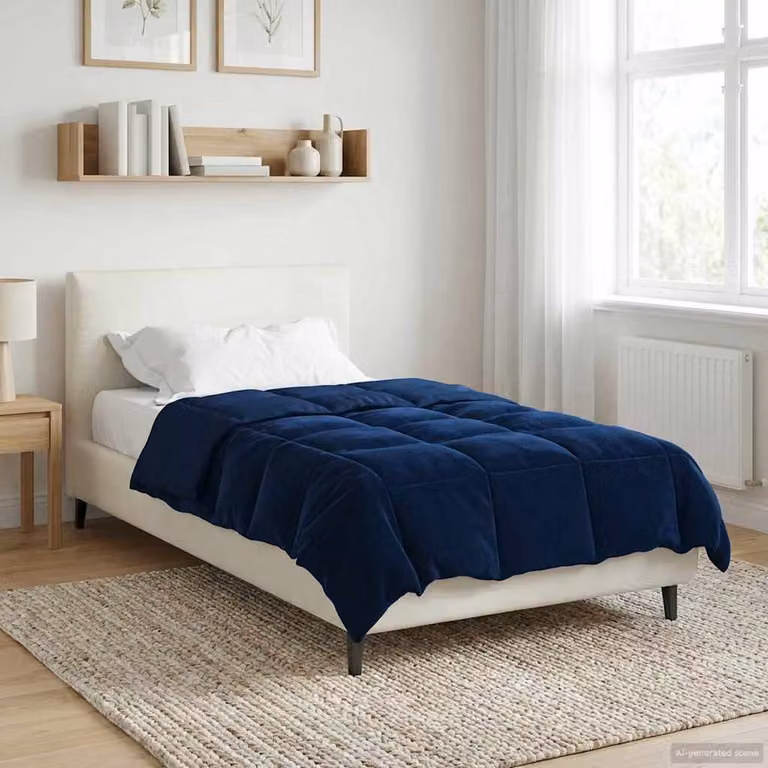 vidaXL Piumone Invernale in Microfibra Traspirabile e Reversibile, Blu, L/P: 155 x 200 cm
