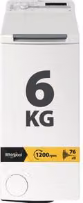 Lavatrice a carica dall'alto Whirlpool TDLR 6240S IT, capacità 6 kg, 1200 rpm, Classe C, colore Bianco, H 90 x L 40 x P 60 cm