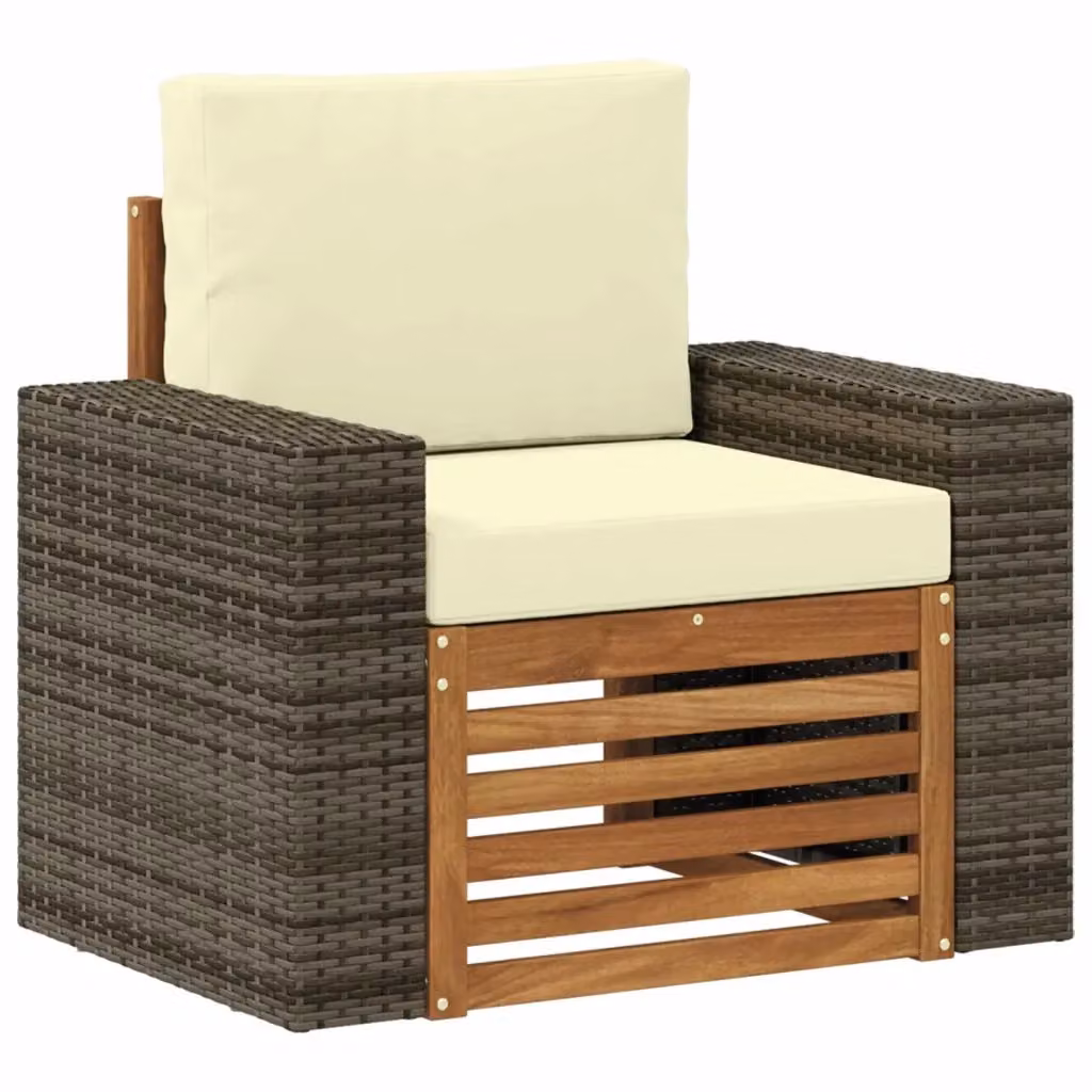 Divano centrale da esterno vidaXL in rattan e legno di acacia color beige