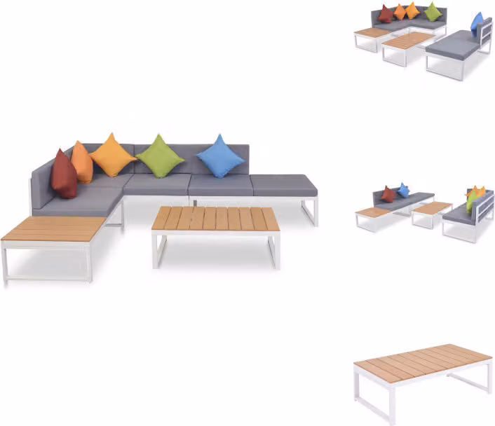 vidaXL Set di 4 pezzi per salotto da giardino con cuscini in alluminio e WPC - Set di mobili da giardino