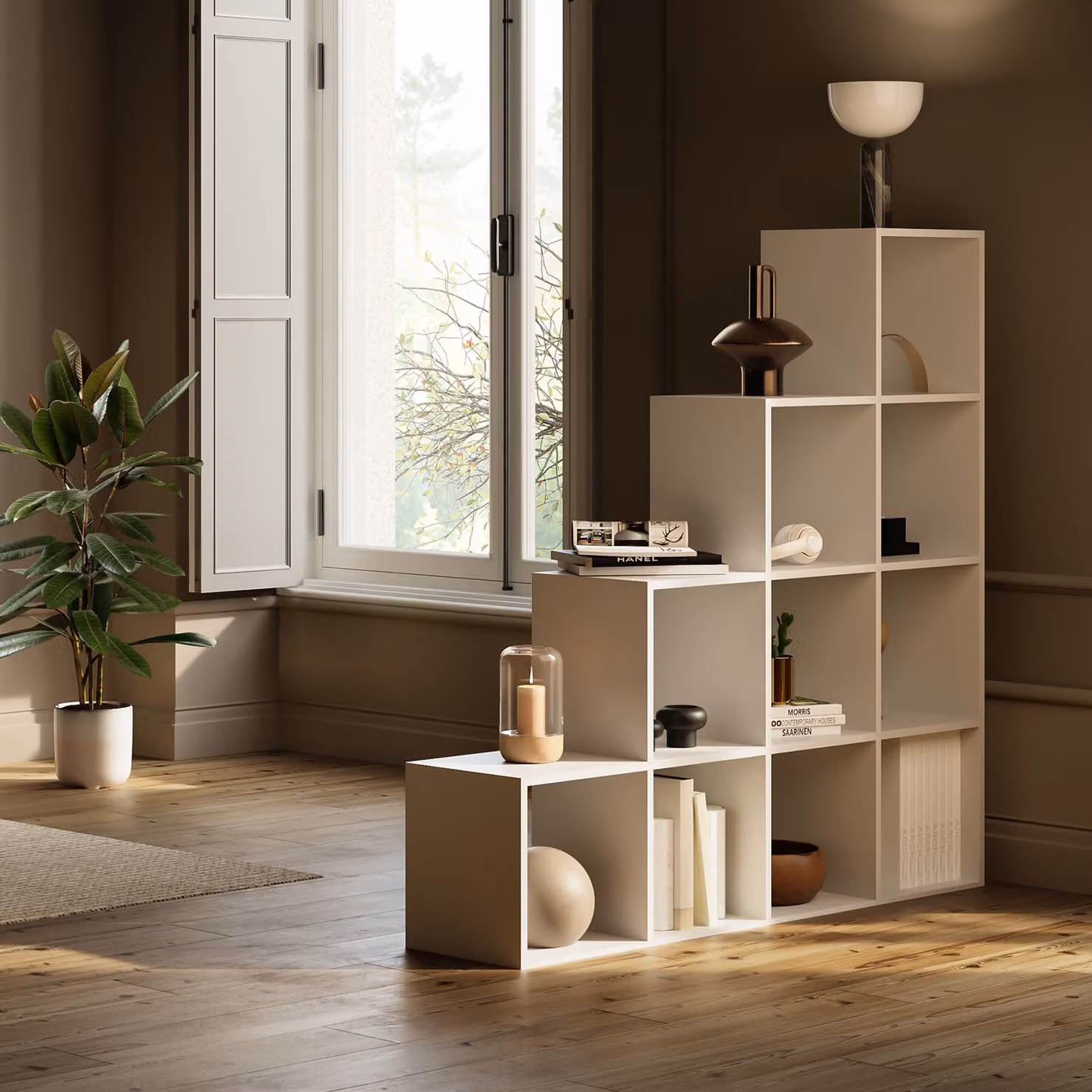 Libreria Talisa Tectake con 10 scomparti aperti e design a cubo, bianca – 2