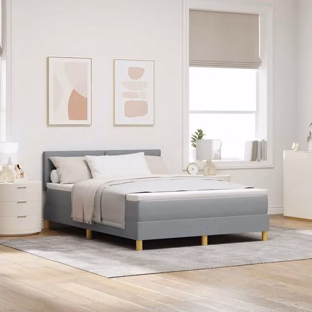Letto moderno vidaXL in tessuto grigio con illuminazione LED sottostante e porta di ricarica USB, L/P: 160 x 200 cm, H: 163 cm – 1