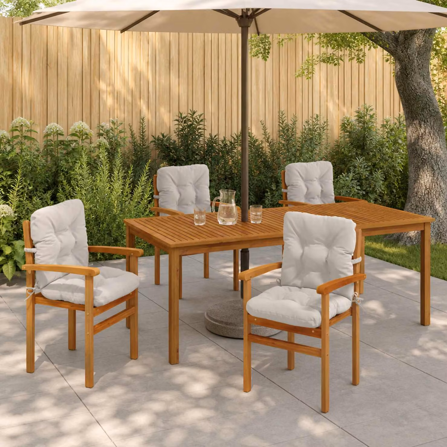 Set di 4 cuscini per sedia alta vidaXL VIANEN in poliestere bianco con fodera lavabile e resistente ai raggi UV