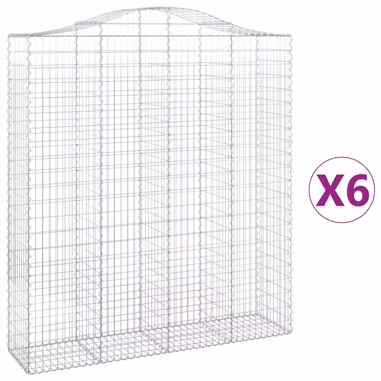Cesti Gabbioni ad Arco 6 pz 200x50x220/240 cm Ferro Zincato