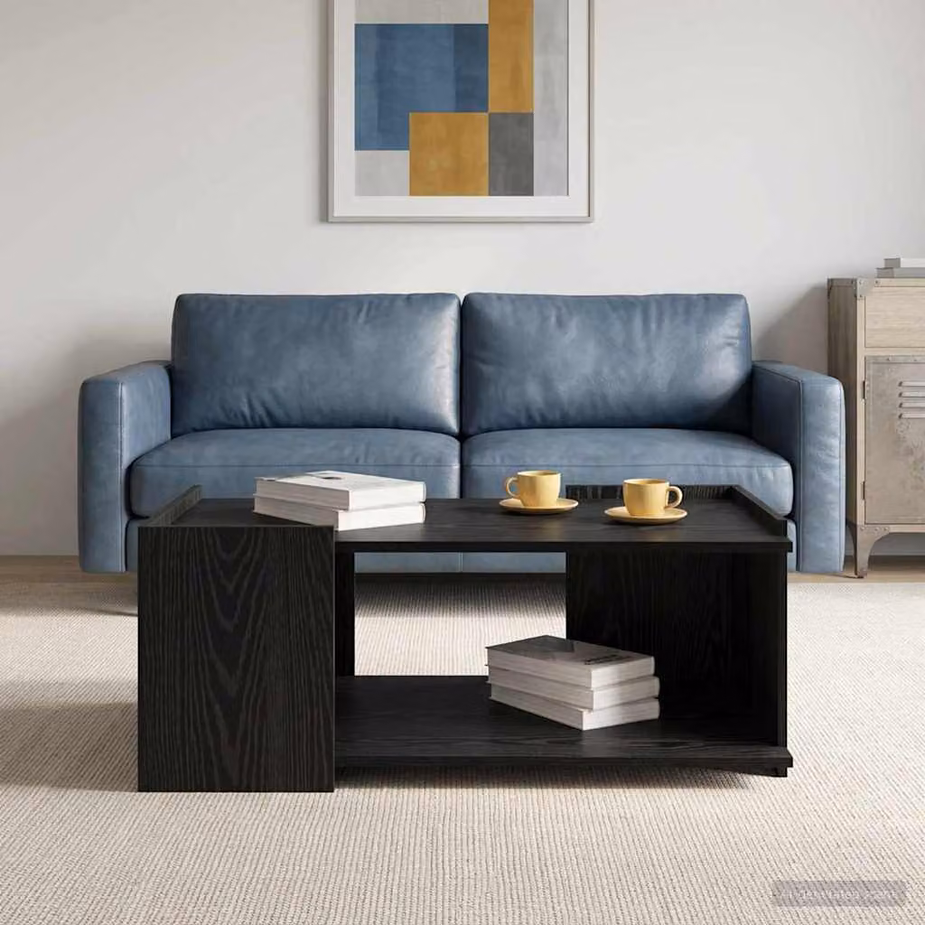 vidaXL Tavolino da salotto moderno in legno nero L: 90 cm, P: 50 cm, H: 33 cm