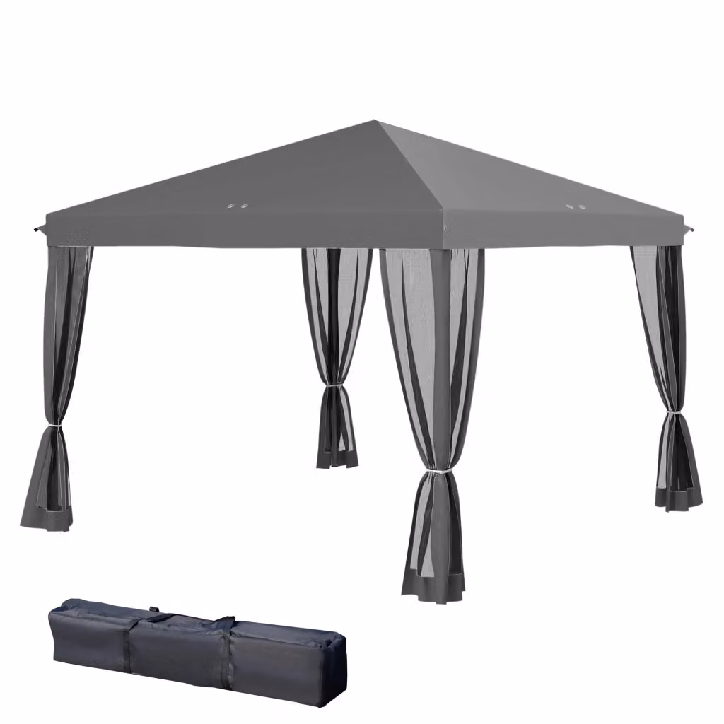 Gazebo Pieghevole XYLO Grigio e Nero con Pareti Laterali con Finestra e Borsa per Trasporto – 2