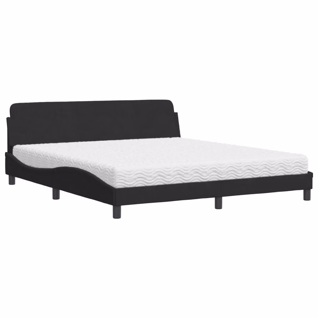 Letto con Materasso Dover Nero 180x200 cm in Velluto