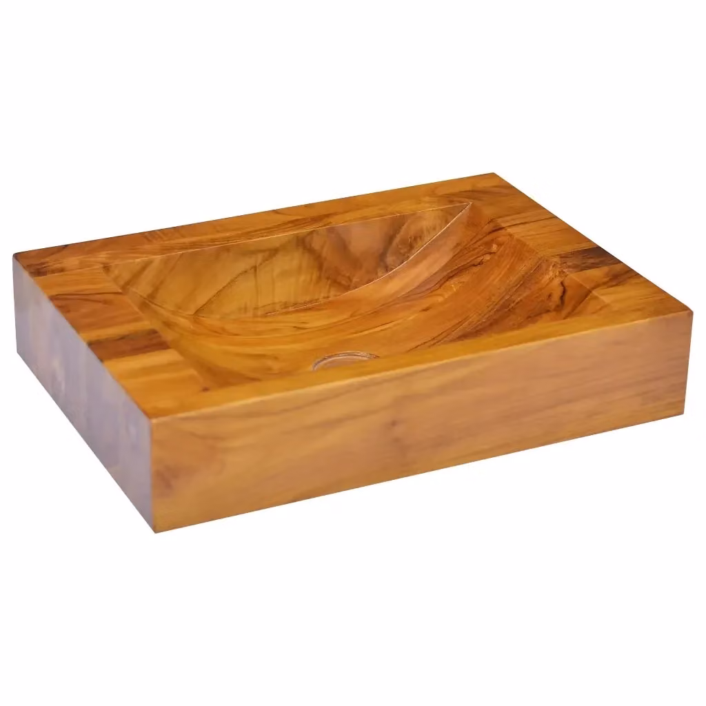 Lavabo in legno massello di teak marrone vidaXL L: 50 cm, P: 35 cm, H: 10 cm – 2