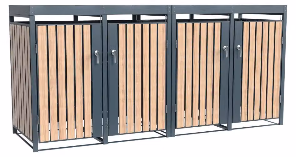 Westmann Metall Box per bidoni della spazzatura Planta 4x240 L Box per bidoni della spazzatura con tetto verde 84x264x124 cm