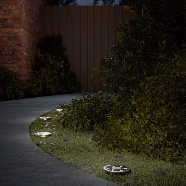 Set di 4 luci solari da terra vidaXL con picchetti per giardino, LED bianco caldo, impermeabili IP65