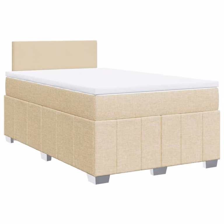 Giroletto a Molle con Materasso Crema 120x200 cm in Tessuto