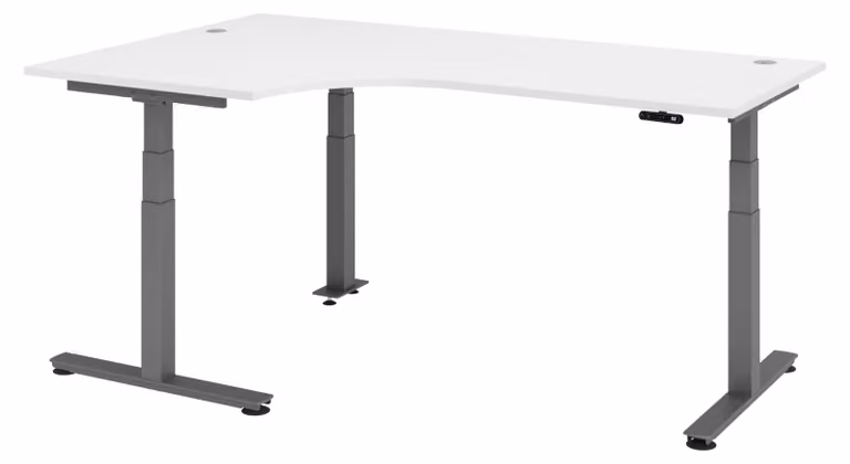Scrivania elettrica bümö XDSM - Finitura: bianco, struttura: grafite, dimensioni: scrivania angolare 200 x 120 cm