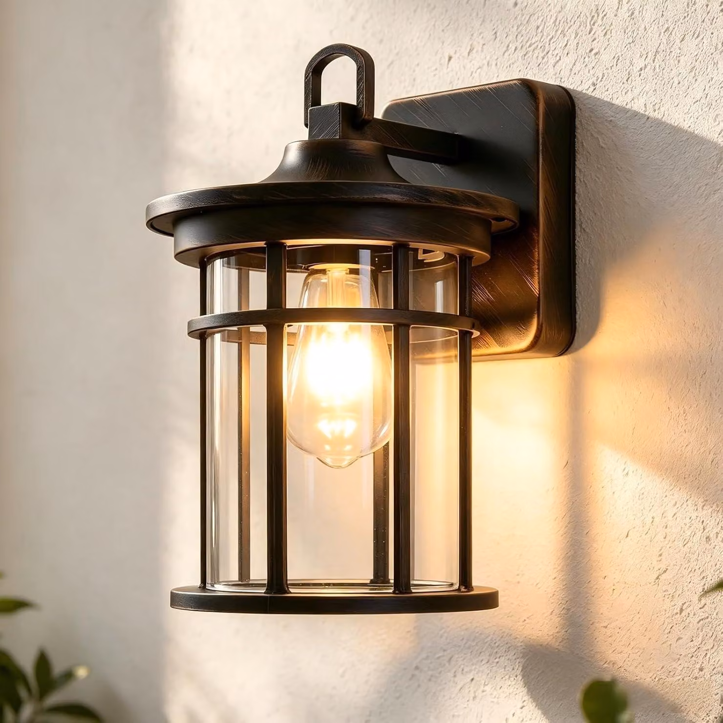 Lampada da parete esterna, stile vintage, attacco E27, 40W, colore marrone, dimensioni 30 cm, realizzata in vetro