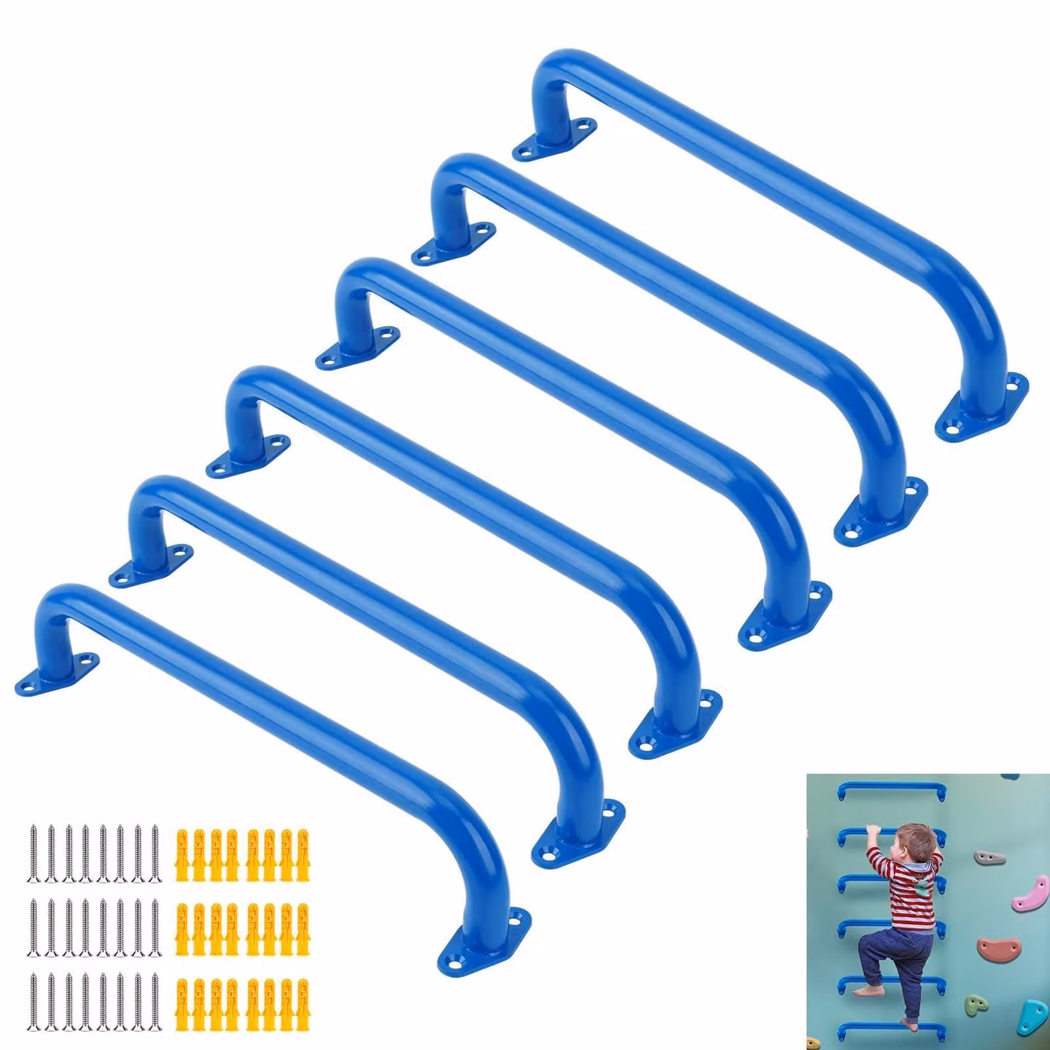 Set di 6 robuste maniglie per parchi giochi, adatte per strutture da arrampicata