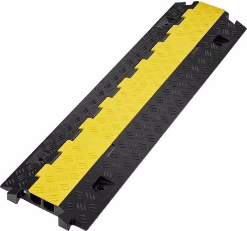 VEVOR Canalina Passacavi Elettrico Modulare a 2 Canali in TPU e TPR, Colore Nero e Giallo, L/P/H: 91,8 x 25 x 4,3 cm