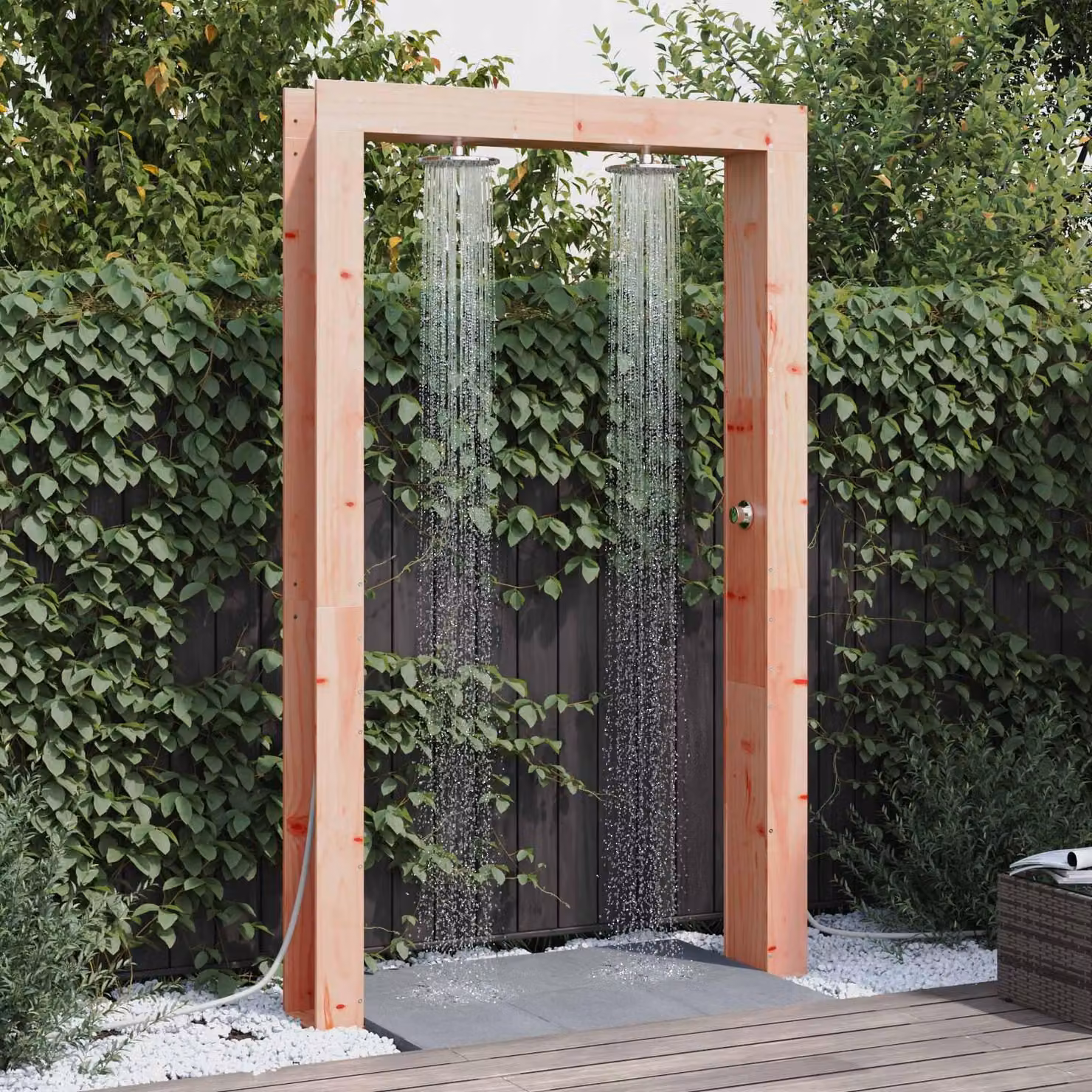 Maison Exclusive - Doccia da giardino, 226 cm. Realizzata in legno di douglas massello e acciaio inossidabile, finitura naturale