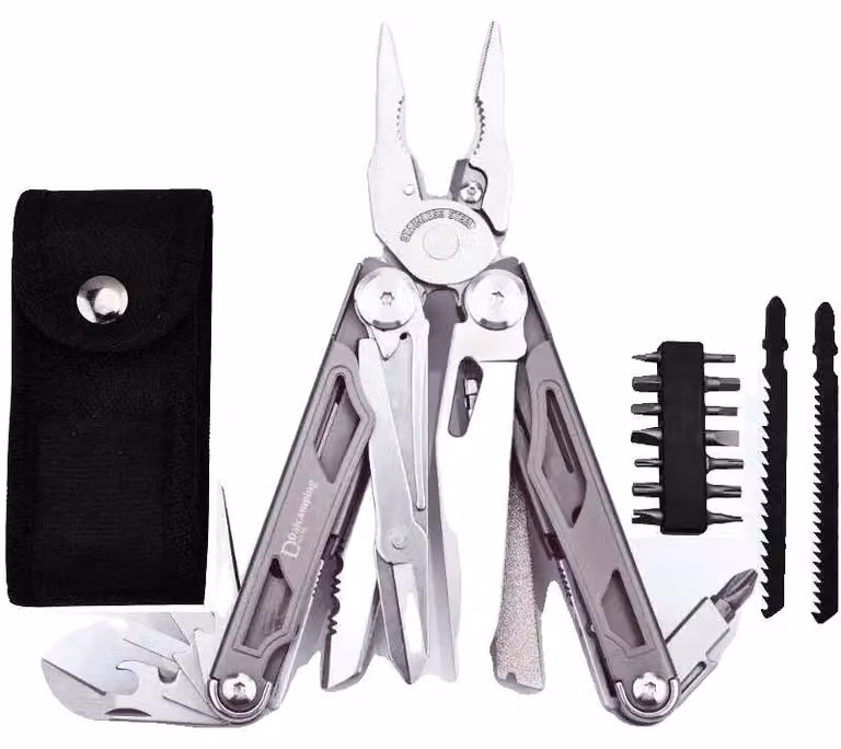 Set di utensili multifunzionali, acciaio inossidabile resistente, design compatto, DL30GREY