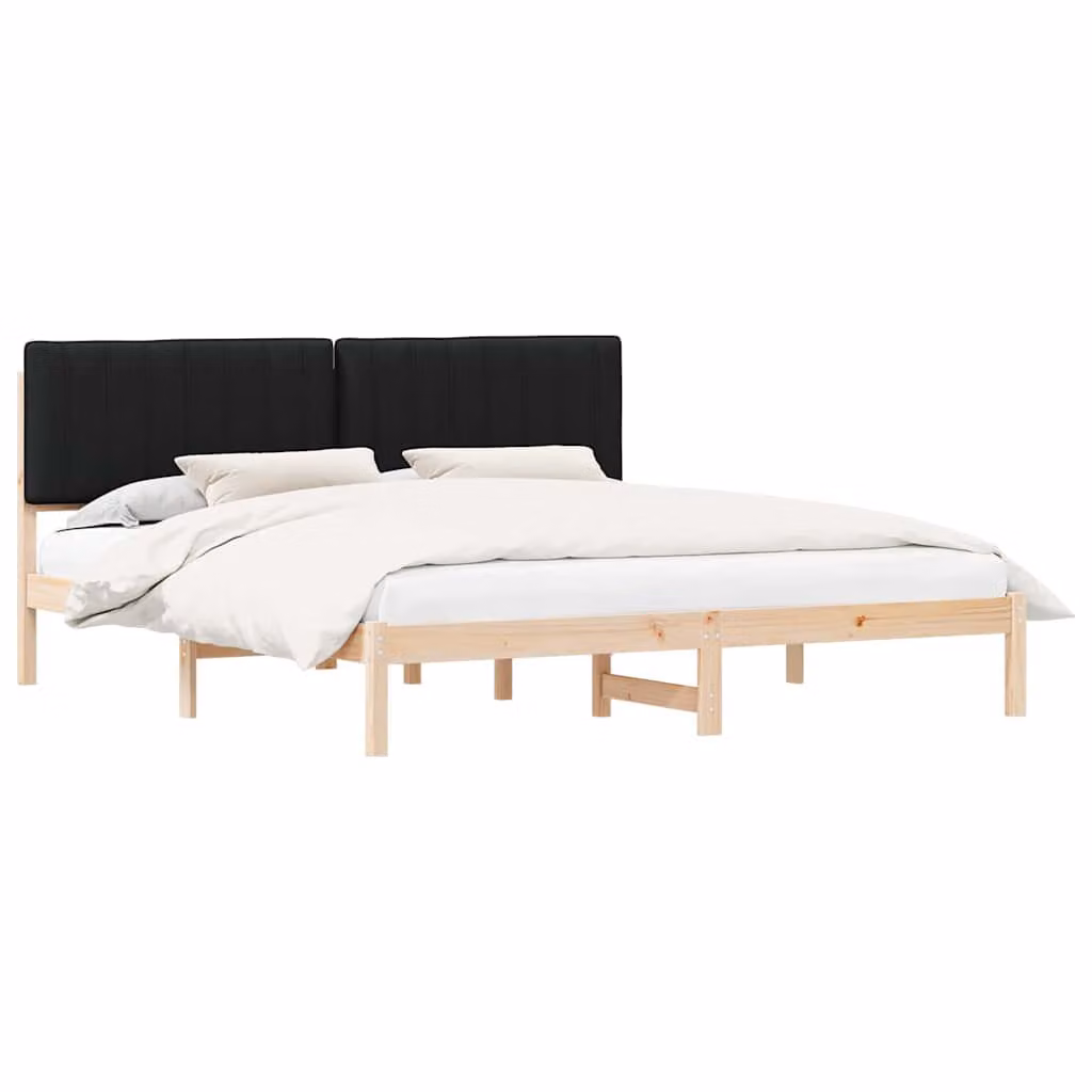 Letto con Testiera Rivestita vidaXL in Pino Massello Nero L/P/H: 180 x 200 x 185,5 cm – 1