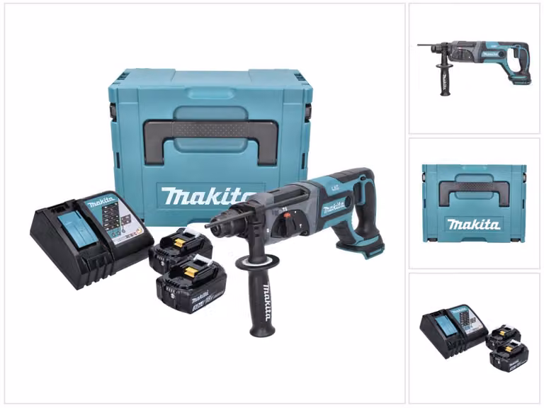 Makita DHR 241 RFJ 18 V Tassellatore a batteria con attacco SDS-Plus in valigetta Makpac + 2x Batterie 3,0 Ah + Caricatore