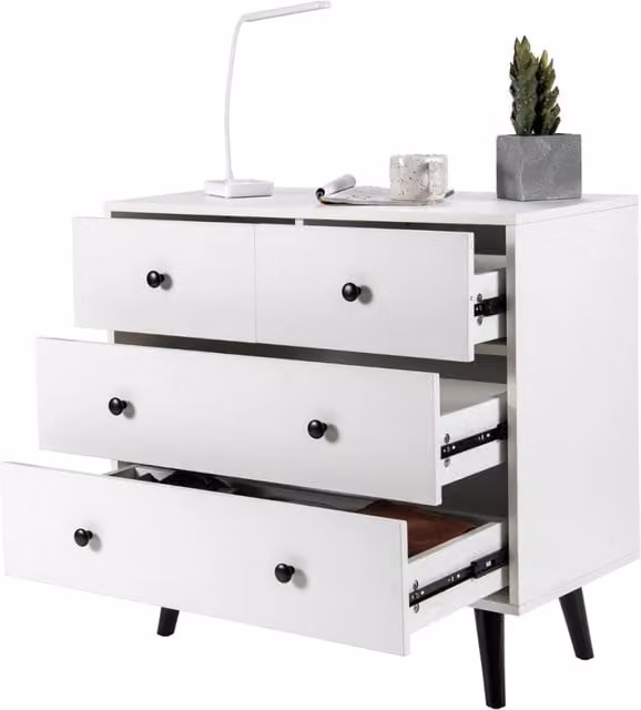 Cassettiera moderna Design Mania con 4 cassetti in bianco opaco per soggiorno o camera da letto, L: 76 cm, P: 39,5 cm, H: 80 cm – 1
