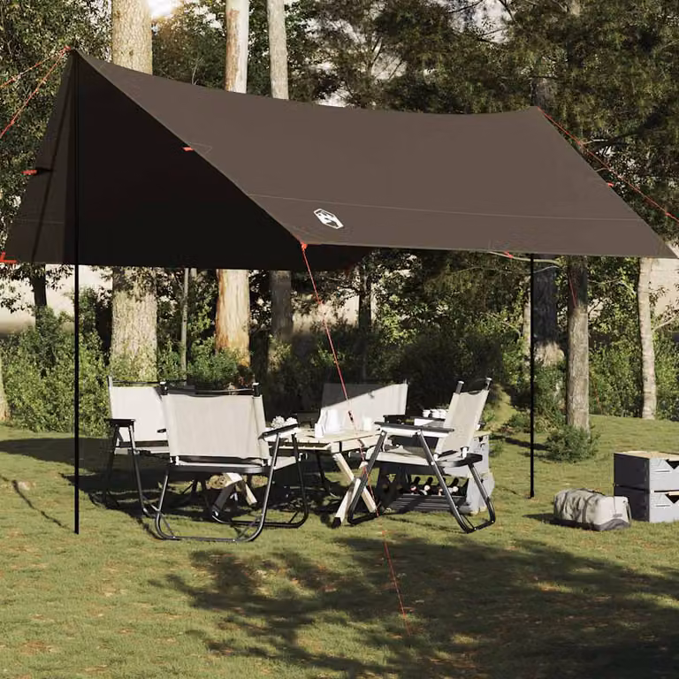 Telone da campeggio impermeabile vidaXL in poliestere marrone L: 438 cm, P: 376 cm, H: 212 cm