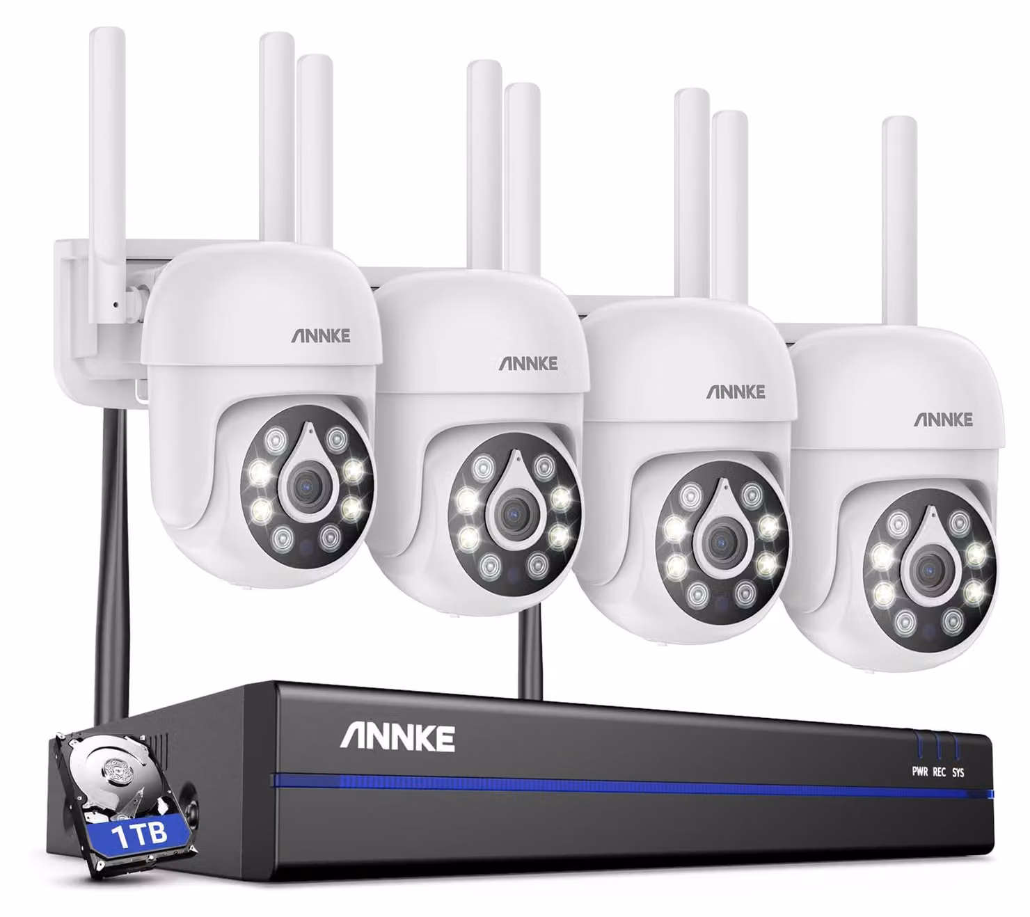 Kit di telecamere di sicurezza a 10 canali, risoluzione 5MP, wireless, con 1 TB di spazio di archiviazione, telecamera Wi-Fi per esterni, obiettivo zoom