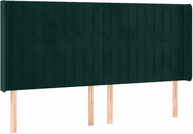 Testiera ad orecchio in velluto verde scuro DESIGN IN L/P/H: 203 x 16 x 118/128 cm – 1