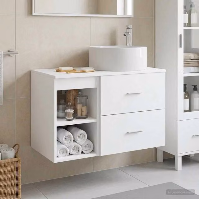 Set di mobili per il bagno 2 pz Bianco Legno ingegnerizzato 3403928